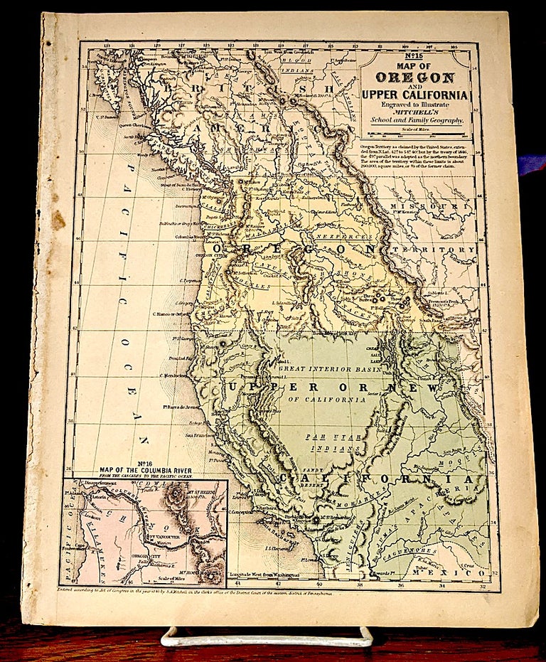 Item #10220 Map of Oregon and Upper California. Samuel Augustus Mitchell, Map Maker.