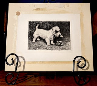 Item #10528 "I Love Nature": Westie (West Highland Terrier) Smelling a Flower". Etching, pencil...
