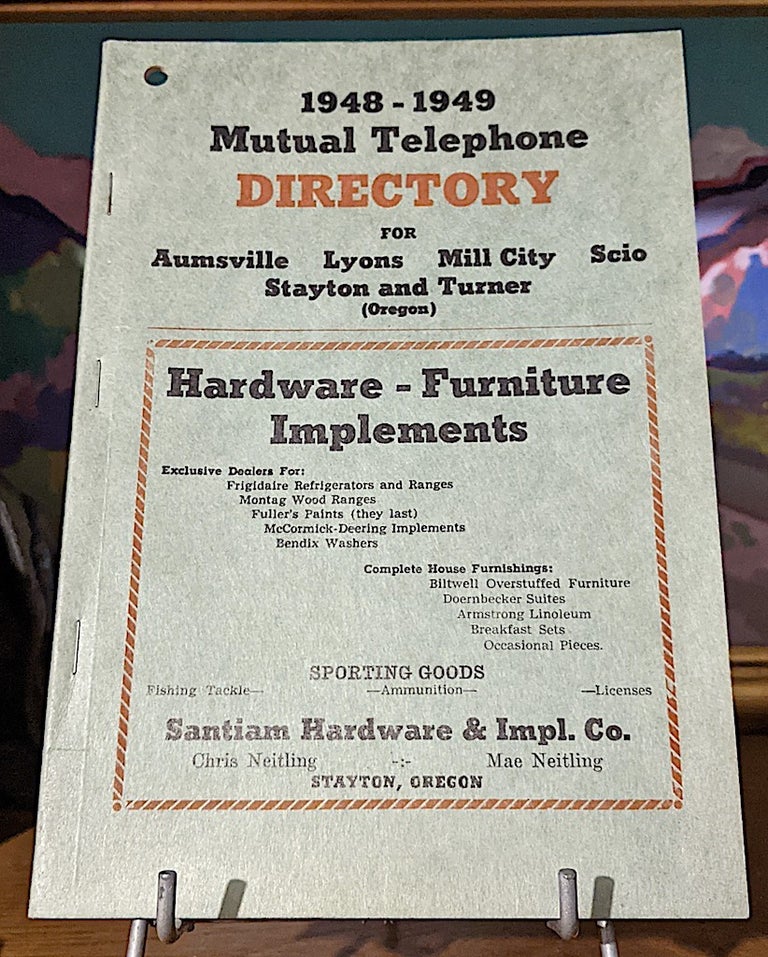Item #10548 Mutual Telephone Directory For Aumsville - Lyons - Mill City - Scio - Stayton and Turner (Oregon) 1948 - 1949. Turner Telephone Company.