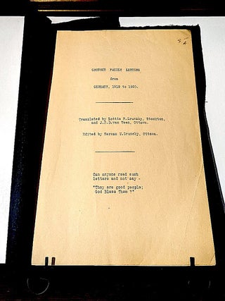 Grunsky Family Letters from Germany, 1919-1920. Translated by Lottie F. Grunsky, Stockton. and J. P. D. Van Veen, Ottawa