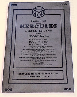 Item #9432 Parts List Hercules [Ford] Diesel Engine of the DOO Series: DOOB, DOOC, DOOD. Hercules...