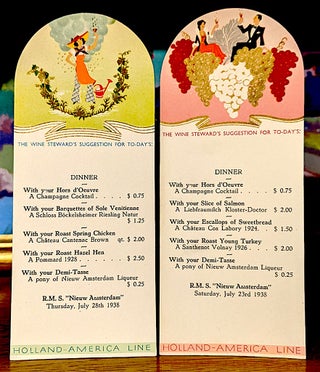 Item #9926 The Wine Stewards Suggestion For Today's Dinner. Saturday, July 23rd, 1938. -- ...